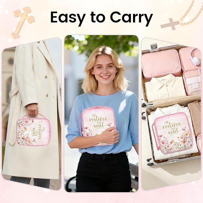 Bible Cover for Women - Christian Gifts for Women, Religious Birthday Gifts, Catholic Spiritual Inspirational Gift for Woman, Carrying Book Cases for Woman, Faith Based Cover Case for Bible