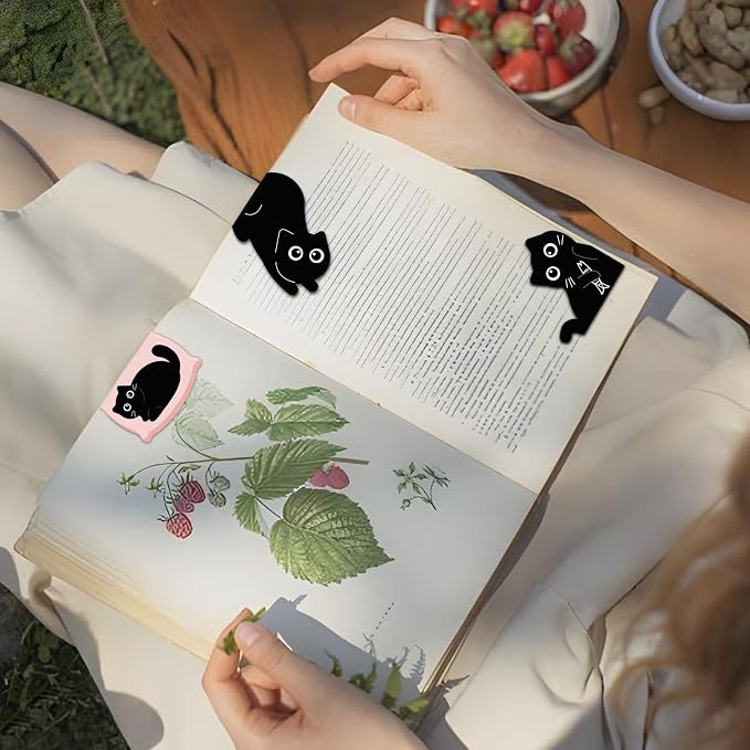 10Pcs Magnetic Bookmarks Cute Black Cat Bookmark, Cat Party Favors Gifts for Kids School Classroom, Black Cat Gifts for Reading Women, Bookish Gifts for Book Lovers