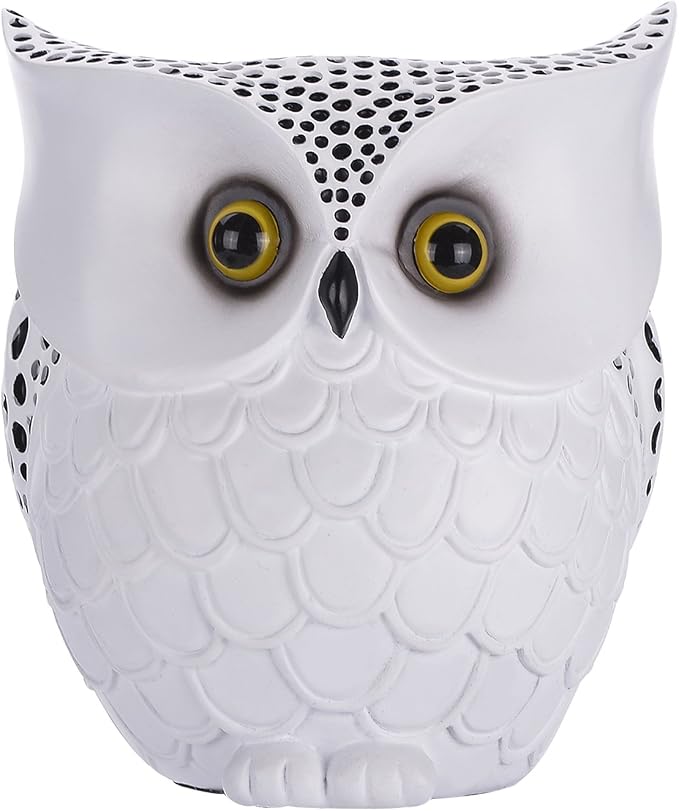 Owl Pen Holder, Owl Pen Pencil Container Carving Brush Pot Brush Holder Desk Organizer Decoration,Luxury Gift and Exquisite Handicraft (White:Owl)