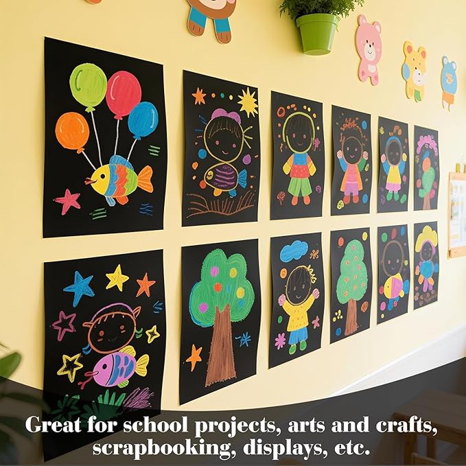 10 Pcs Black Poster Board Paper 11x14, ROOKEA Vision Boards Posterboard Bulk for School Projects Classroom Arts Craft Presentations Drawing Scrapbooking Blank Graphic Display