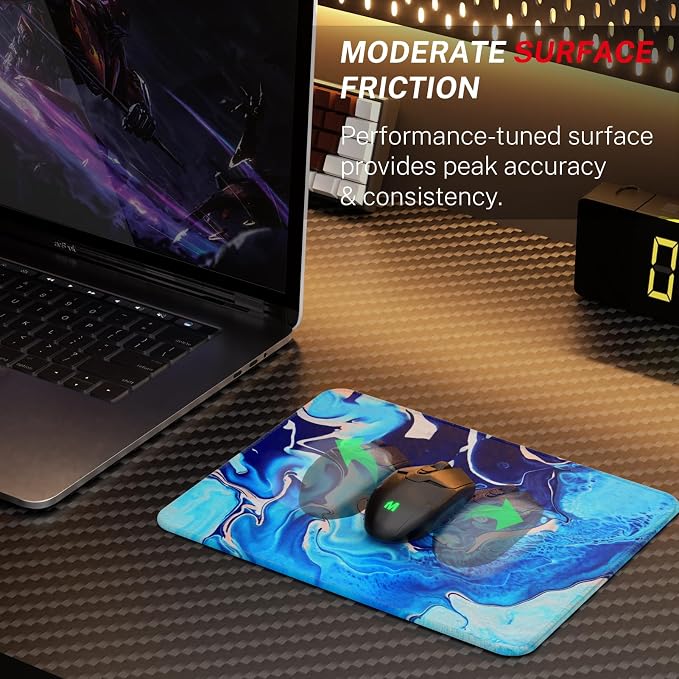 MROCO Essential Office & Gaming Mouse Pad, 8.5 x 11 Inch, Blue Waves | Anti-Fray Stitched Edges, Functional Pattern Design, Non-Slip Rubber Base, Water and Stain Resistance