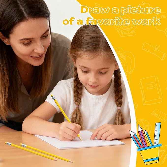 48 PCS Yellow Pencils Bulk with Eraser, Pre-Sharpened HB Spring & Easter Pencils for Kids, School Supplies for Writing, Drawing & Easter Art Crafts(Yellow)