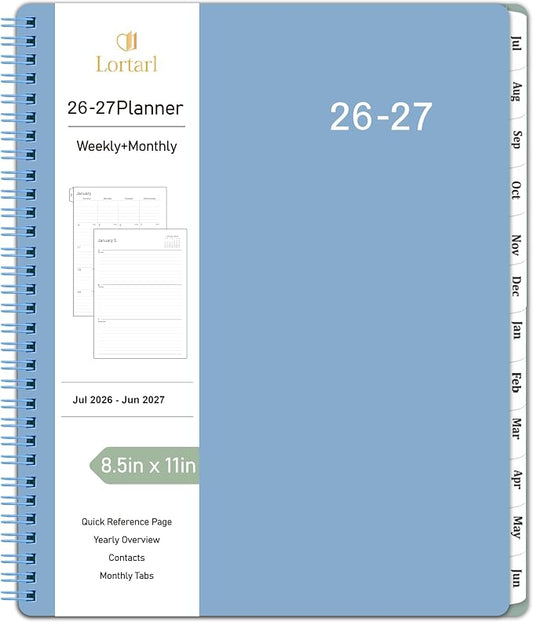 2026-2027 Planner - Weekly Monthly Planner 2026-2027 from Jul. 2026 to Jun. 2027, Calendar Planner with Inner Pocket, Spiral Bound, Academic Planner 8.5 x 11, Blue