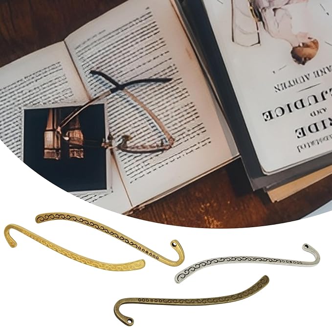 Elegant Metal Bookmarks - Colorful Vintage Carved Design with Loop for DIY Beading, Tassels & Hairpin, Gift for Readers, Writers & Book Lovers, Robust Alloy Rust-Free Book Markers (Set of 20)