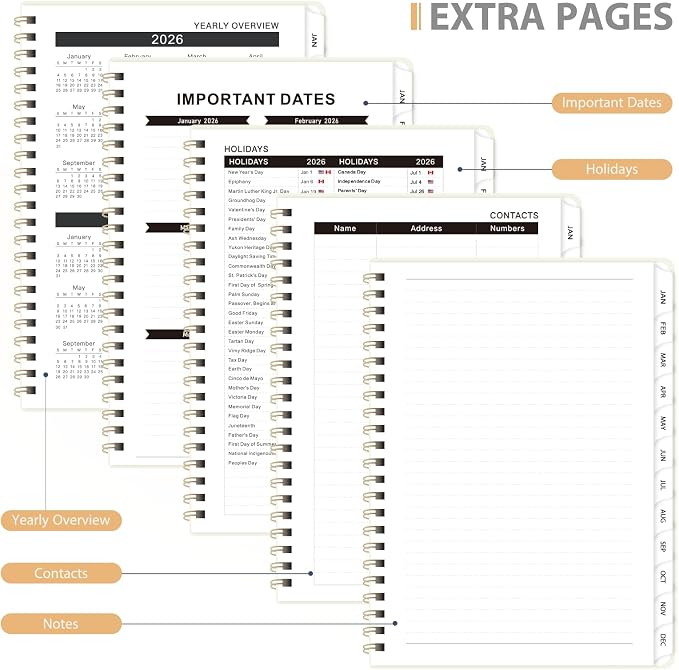 2026 Planner, Weekly and Monthly Calendar Planner Agenda, Jan 2026 - Dec 2026, Planning Academic Book, Office Desk Accessories and School Supplies - A5 (6.3'' x 8.5'')