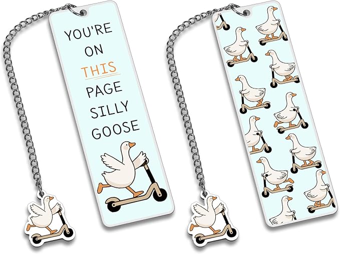 Silly Goose Bookmarks Funny Bookmark Gifts for Women Kids Valentines Day Gifts for School Book Accessories for Reading Lovers Novelty Cute Bookmarks Cool Gift for Reader Valentines Graduation Bookmark
