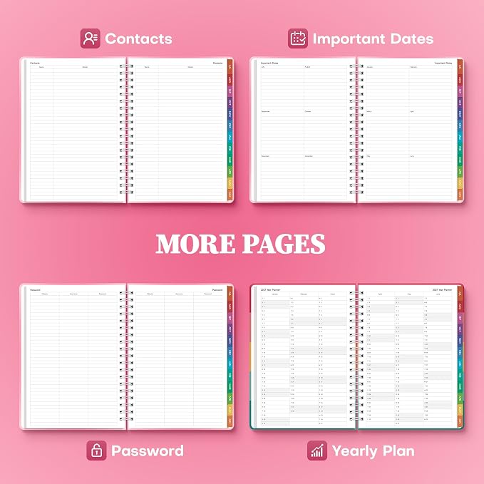 Planner 2026-2027 Monthly and Weekly Academic Planner July 2026 - June 2027, Hardcover Calendar 2026-2027 Agenda Daily Planner for Student Teacher School Office Supplies, 7.4" x 10.2", Pink Ombre