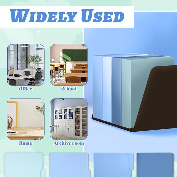 24 Pack Blue File Folders, Envelopes Letter Size Manilla Folders with 1/3 Cut Tab, 4 Gradient Colors Pastel Document Organizer, Bulk Blue Desk Accessories & Office School Supplies