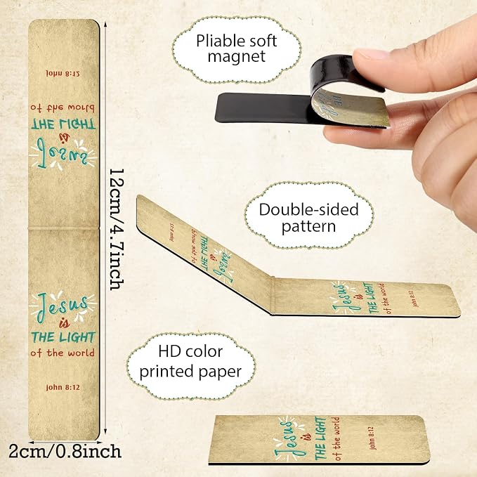 Chinco 30 Pcs Magnetic Christian Bookmarks - Bible Verse Inspirational Scripture Page Clips, Religious Prayer Bookmarks for Women, Kids, Teachers, Church Supplies & School Gifts(Vintage)