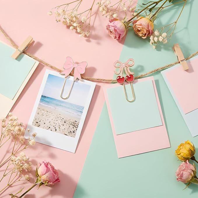 Cute Paperclip Bookmark, 6 Pcs Large Metal Paperclips, Cute Bookmarks, Coquette Preppy Planner Clips for Office Home Supplies Gifts Wedding Decoration