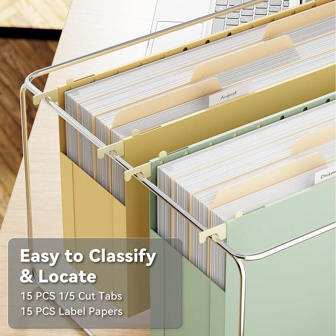 Ansook Hanging File Folders Legal Size Extra Capacity,Heavy Duty 4" Expanding Legal File Folder Hanging with Tabs,6 Pack Plastic Filing Cabinet Folders,Hanging File Organizer for Office Home School