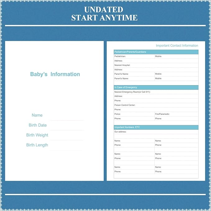 Baby's Daily Care Planner - A5 Newborn Baby Log Book for Tracking Daily Routine, 152 Easy-to-Use Pages to Monitor Nursing, Sleep, Feeding, Diapers, Pumping, and More - Marine Blue