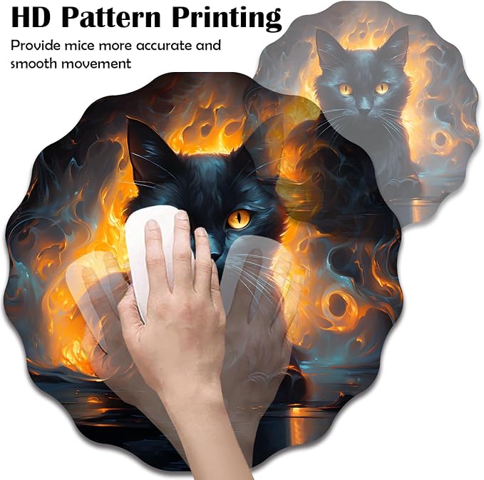 Pen Holder for Desk, PU Leather Multifunctional Desktop Storage Box and Anti-Slip Mouse Pad Set, Makeup Brush Holder Pen Organizer for Office and Home - Luminous Black Cat