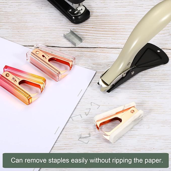 YOKIVE 3 Pcs Staple Remover, Office Staplers Puller | Easily Remove Staples Great for Office Home Desktop Accessories (Rose Gold)