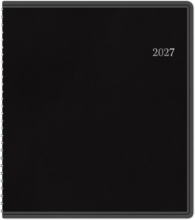 Blue Sky 2027 15-Month Monthly Planner Calendar, October 2026 - December 2027, 8” x 10”, Durable Faux Leather Cover, Laminated Tabs, Concealed Wirebound, Storage Pocket, Enterprise