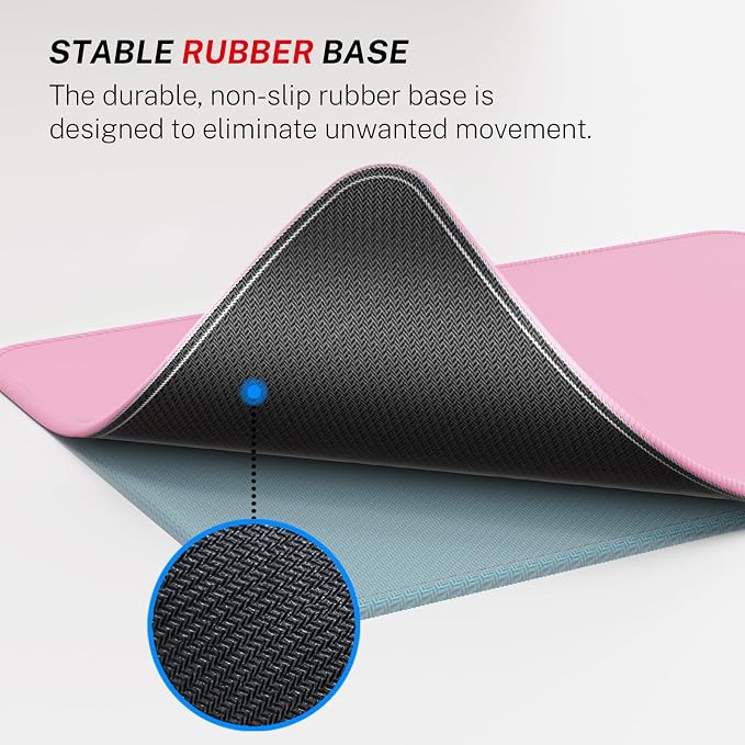 MROCO Essential Office & Gaming Mouse Pad, 8.5 x 11 Inch, Pale Pink | Anti-Fray Stitched Edges, Functional Pattern Design, Non-Slip Rubber Base, Water and Stain Resistance