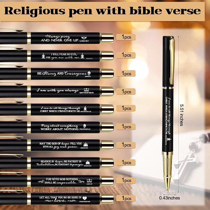 Spakon 10 Sets Father Day Church Gifts Bulk Mens Christian Mini Bible Verse Wooden Keychains Scripture Religious Pens with Cross Prayer Bookmarks Faith Gifts for Women Dad Pastor Sunday School