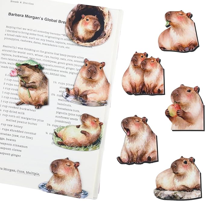 10Pcs Magnetic Bookmark, Cute Animal Book Marks for Reading, Hydrochoerus Hydrochaeris Bookmark, Office Reading Accessories, Page Clips for Book Lovers, Reader, Women, Students