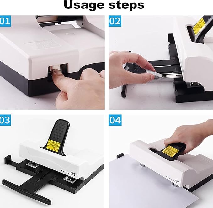 Double-Hole Double-Nail Standard Stapler, Double Head Heavy Duty Stapler, A4/16 Size Switchable, Binding Thickness 2-50 Sheets, Depth Adjustable, Push Button Pop Up Needle Slot, for Office