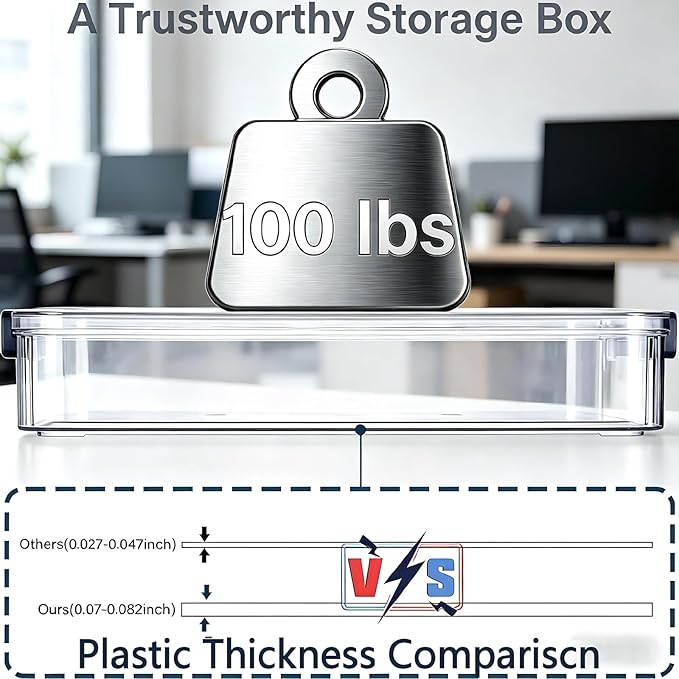 2 Pcs Plastic Storage Bins - Scrapbook Paper Organizer & Craft Storage Organizer, Plastic File Box for A4 Paper, Files, Stationery - Stackable Storage Boxes for Home/Office/School