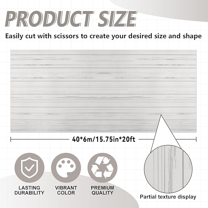 White Wood Bulletin Board Roll Wood Grain Classroom Decoration White Non-Woven Fabric Bulletin Board Background Reusable Waterproof Erasable Wall Decor for Arts Crafts Classroom Supplies 15.75" x 20ft