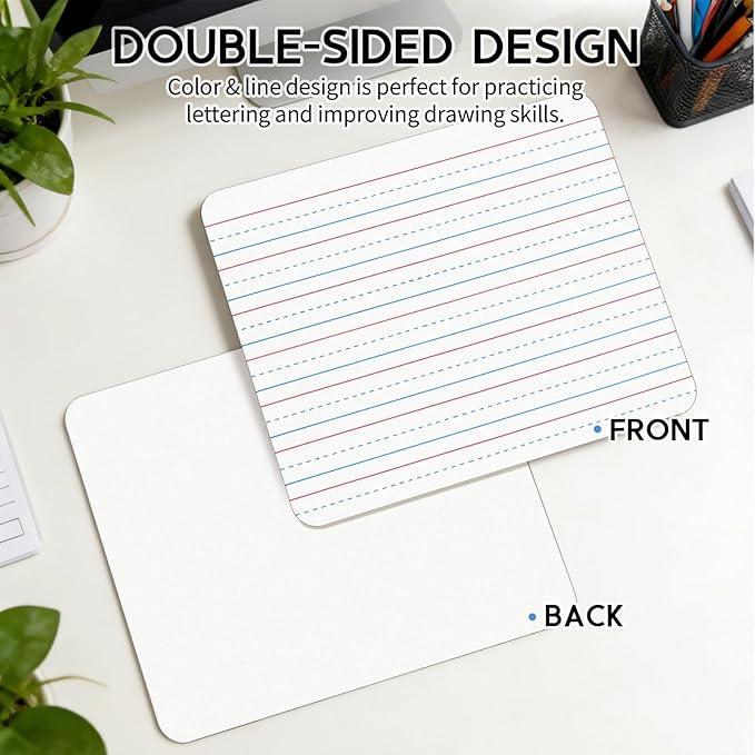 JarThenaAMCS Dry Erase Lapboards 36 Pack Double-Sided 9"x12" Small Lined Whiteboards with 36 Erasers and 36 Markers Mini Portable Drawing Learning Boards for Students Education Teacher Classroom
