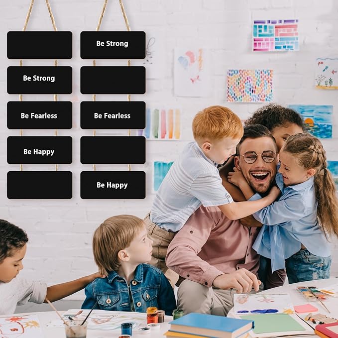Double Sided Hanging Chalkboard Signs Wooden Erasable Message Board Rustic Chalkboard Hanging Signs Rectangle Message Memo Display with Rope for Wedding Bar Restaurant Kitchen Wall(2 Set)