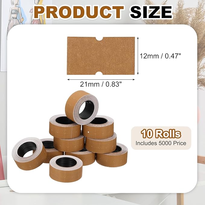 PATIKIL Pricing Labels, 10 Rolls 5000 Price Price Gun Labels Self-Adhesive Rectangular Puzzle Shape Marker Tag Stickers for Date Gun, Coffee