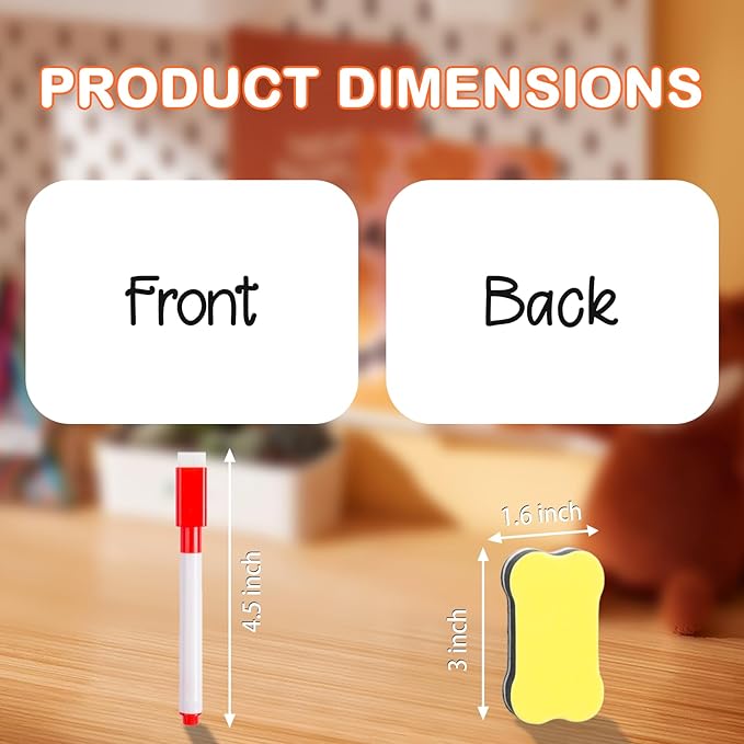Small White Board Dry Erase Boards 9''x 12'', Mini Double Sided Portable Whiteboards with 3 Markers and 1 Eraser for Teachers Supplies Lapboards