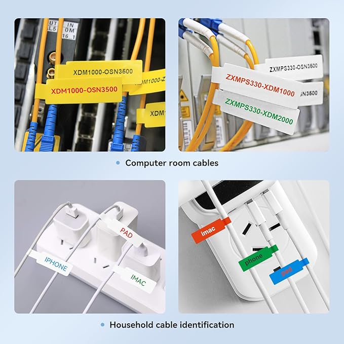 NIIMBOT Thermal Transfer Cable Labels 0.49" x 4.29", Only for N1(B18) Label Maker, PET Material, Waterproof and High-Temperature Resistance, Long Storage Time, 1 Roll of 60, Green