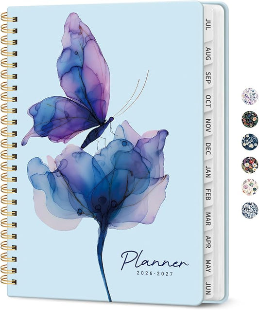 Planner 2026–2027, Academic Year Monthly & Weekly Calendar Book, Jul 2026–Jun 2027, Hardcover Organizer with Tabs, Student & Teacher Planner, 6.3" x 8.5", Soft Wings