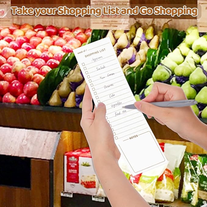 60 Sheets Meal Planner for fridge with Pen Holder, 7x10'' Magnetic Meal Planners and Grocery List Undated Weekly with Tear off Shopping List and Shopping, White