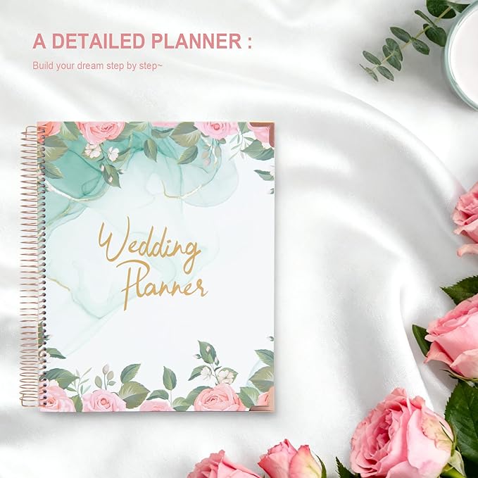 COMIX Wedding Planner Book and Organizer, Wedding Planner Binder for Bride, Undated Keepsake Planner with12-Month Calendar, Seasonal Guides & Tips, Gift for Engaged Couples, Bride