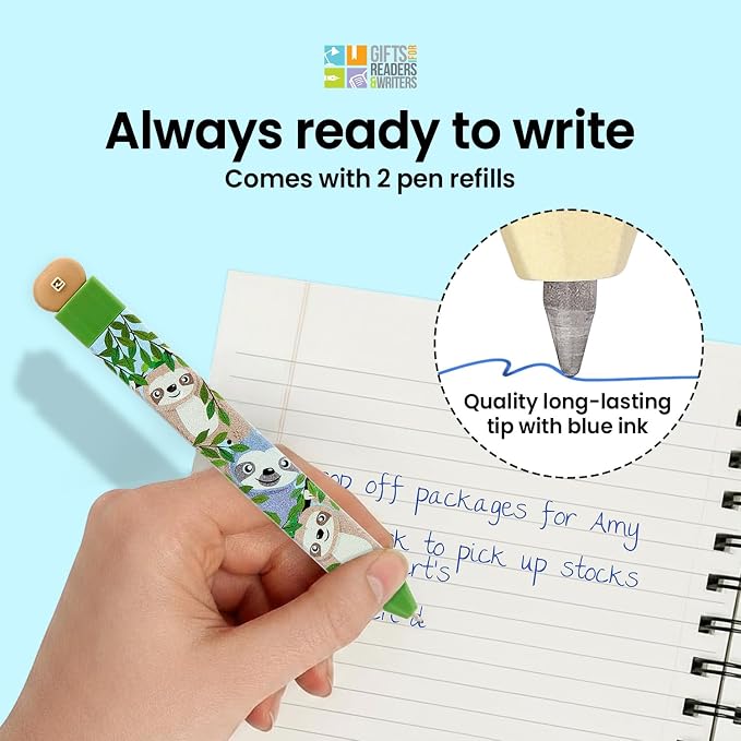 Gifts for Readers & Writers Pen Bookmark, Page Marker & Flat Writing Pen for Journal Notebook & Planner, Penmark Reading Accessory for Making Book Annotations, Sloth