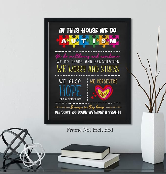 In This House We Do Autism | Autism Awareness Decor | Autism Classroom | Boho Rainbow Decor Classroom | Autism Sign | Autism Art Wall Decor Classroom | Autistic decorations - 8x10 unframed print