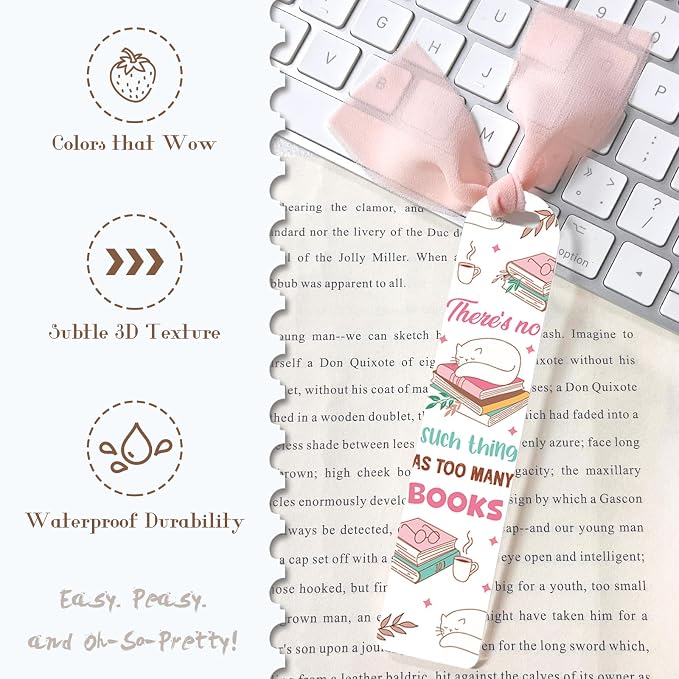 Dazoratix Book Lovers Acrylic Bookmarks - 45 Pcs Cute Acrylic Bookmark Blanks Clear Aesthetic Double-Sided Pastel Bookmark Making Kit UV DTF Transfer Stickers Yellow Pink Ribbon Women DIY Crafts Gifts