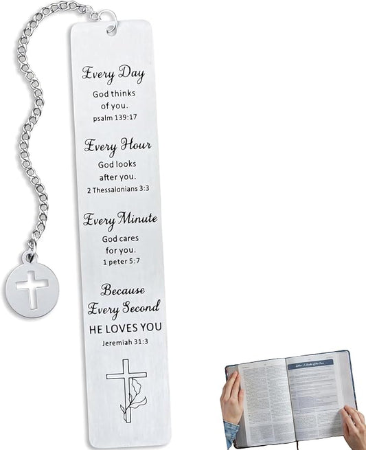 Bible Bookmark Metal Bookmarks Christian Gift for Women Men Girls Boys Baptism and First Communion Graduation and Back to School Religious Inspirational Scripture Verse Bookmark for Book Lovers