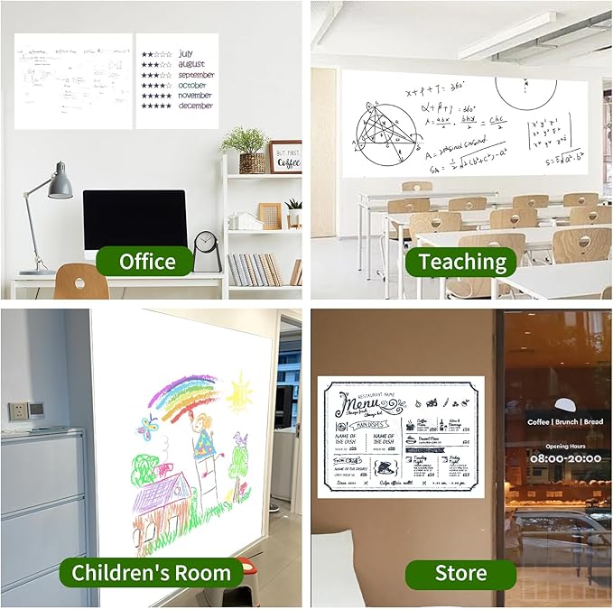 Magnetic Dry Erase Whiteboard Paper 50 x 18 Inch, Self Adhesive White Board Sticker for Wall, Peel and Stick Wallpaper With 50 Magnetic Letters, for Home Office School