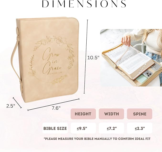 Bible Cover Case for Women - Minimalist Design Debossed Bible Case, Large Bible Covers for Women – Bible Accessories (BeigeGold)
