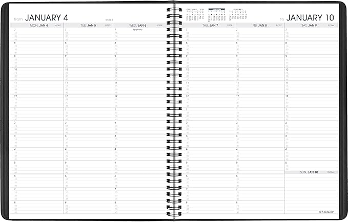 AT-A-GLANCE 2027 Appointment Book Planner, Weekly, 13-Month Jan-Jan, 8.25" x 11", Black (709500527)