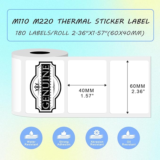 Thermal Labels Compatible with NIIMBOT B3S/K3 Label Printer,Compatible with Phomemo M221/M220/M120/M200/M250 Label Printer,2.36"x1.57"(60x40mm), 160 Labels/Roll 4 Rolls, Black on White