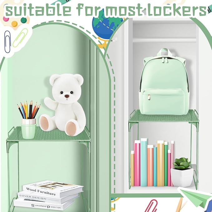 Demonwer Locker Organizer Shelf Cyan Stackable Extra Locker Shelf Storage Cabinet Accessories for Back to School Office Home Gym Supplies