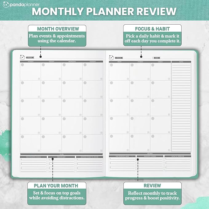 Panda Planner Mental Health Journal, Green