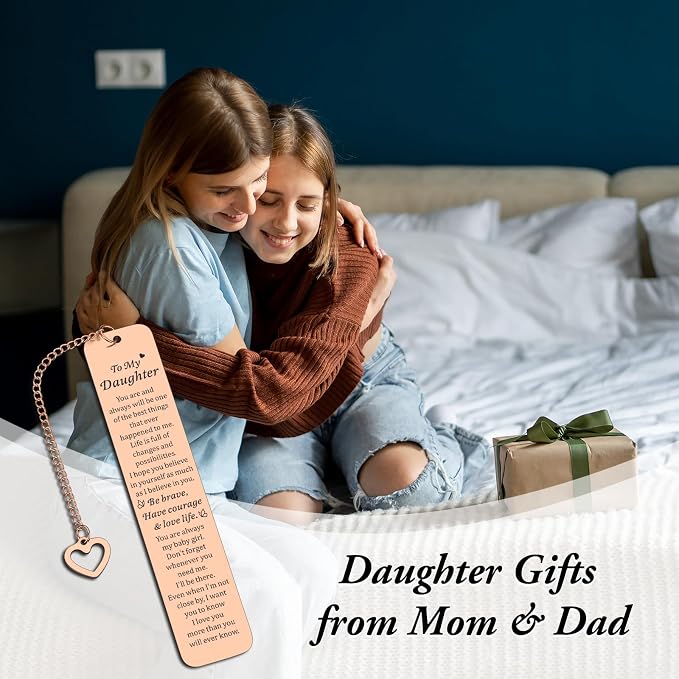Daughter Bookmark, Dorm Room Essentials for Women, 5th 6th Graduation Daughters Gift from Mom Dad, Sweet 16 18 Gifts for Daughters, Graduation Gifts for College Girls Cute Stuff
