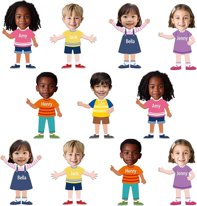 60Pcs Back to School Paper Cutouts Diverse Students Bulletin Board Student Diversity DIY Photo Craft Cutout All are Welcome Diversity Classroom Supplies for First Day of School Chalkboard Wall Decor
