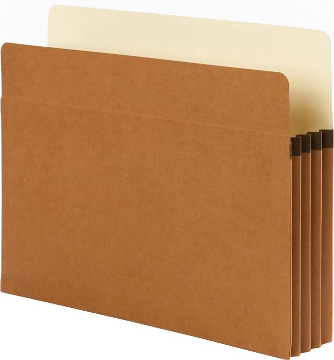 Smead SuperTab® File Pocket, Oversized Straight-Cut Tab, 3-1/2" Expansion, Letter Size, Redrope, 25 per Box (73230)