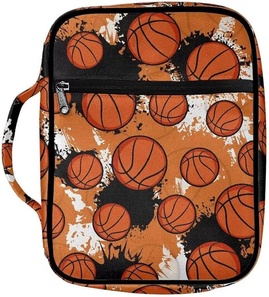 Coldinair Basketball Bible Cover Case for Men,Kids Carrying Book Cover Bible Holders with Handle and Zippered Pocket,Fits for Standard/Large Size Bible