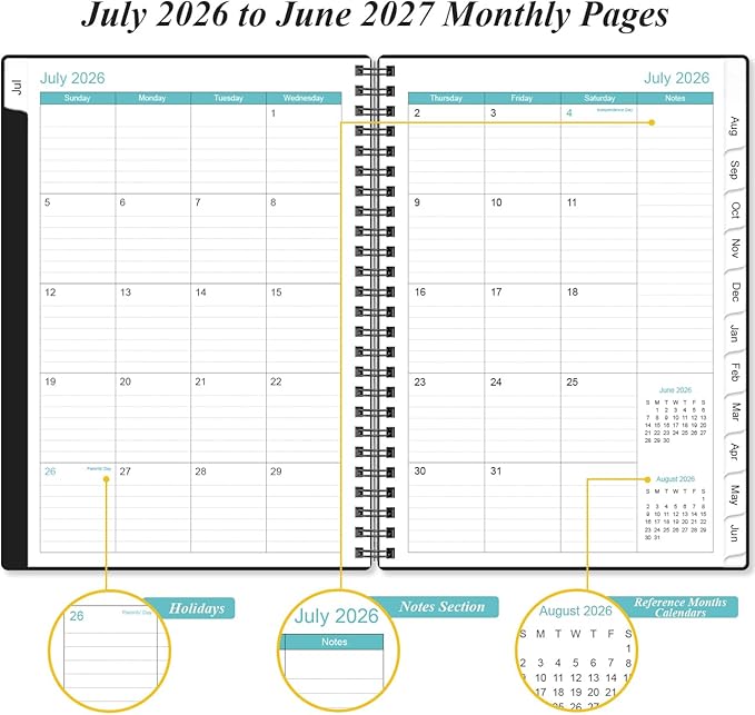 2026-2027 Appointment Book & Planner - Hourly Planner from July 2026 - June 2026, Weekly Appointment Book 2026-2027 with 30-Minute Interval, 6.4" x 8.5", Black