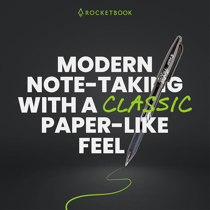 Rocketbook Fusion Hybrid Reusable Planner and Notebook in One, Additional Blank Pages, Goal and Project Tracker, Undated Planner, Letter Size 8.5x11, Black (Pack of 1)