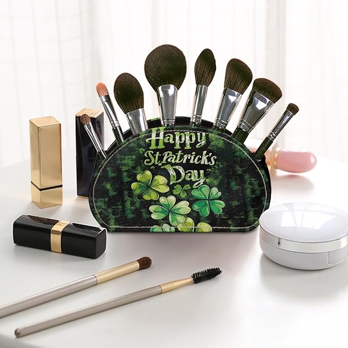 FUSURIRE Remote Control Holder Happy St. Patrick's Day Print PU Leather Organizer Box with 5 Compartments for Home Office Supplies, Remote Caddy Desktop Storage for Controllers,Media Player
